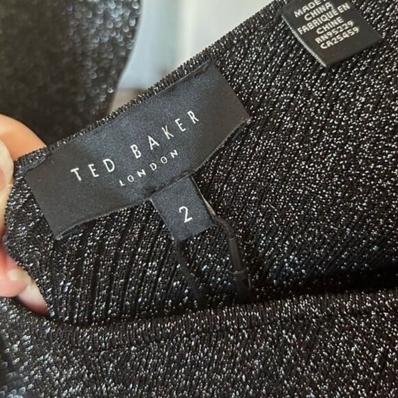 Ted Baker Glitzia Metallic Skater Dress Black - Picture 6 of 9